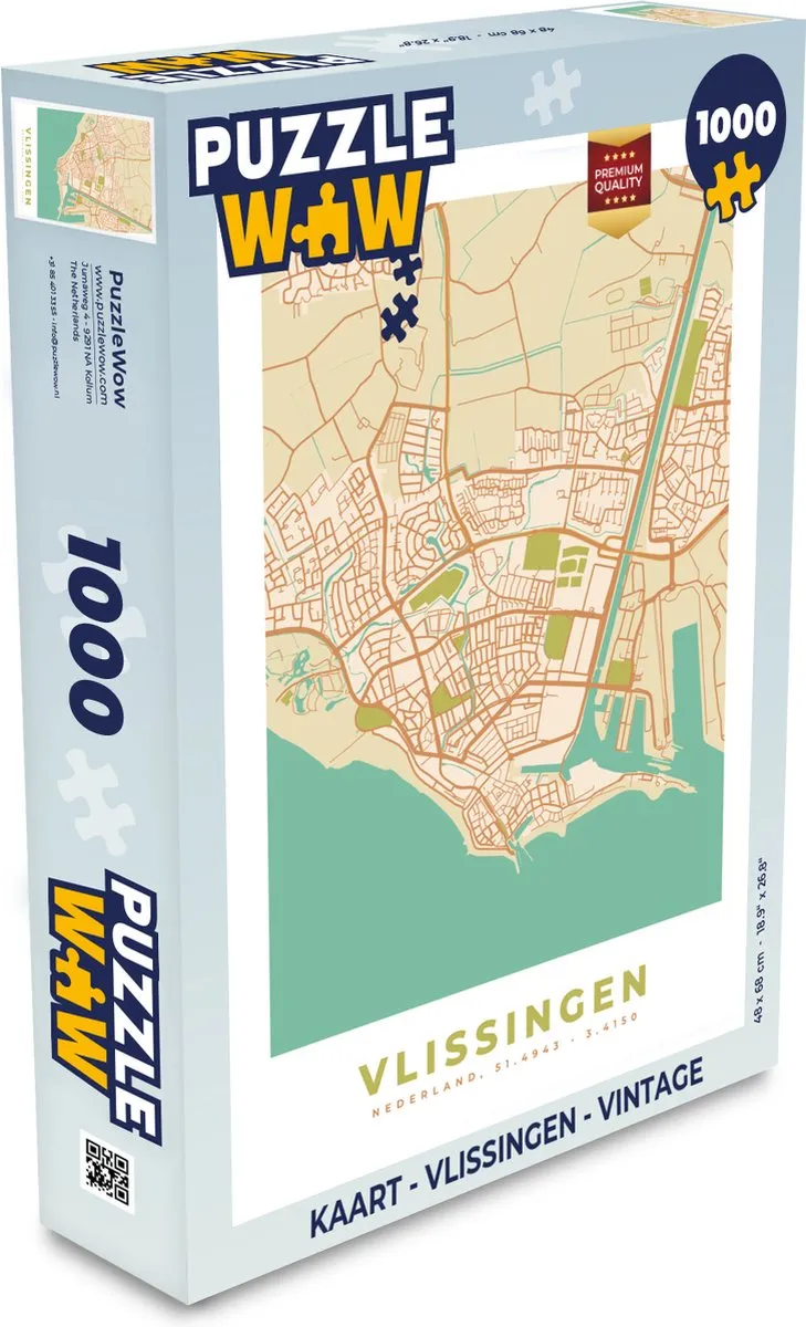 PuzzleWow Vlissingen Vintage Legpuzzel 1000 Stuks