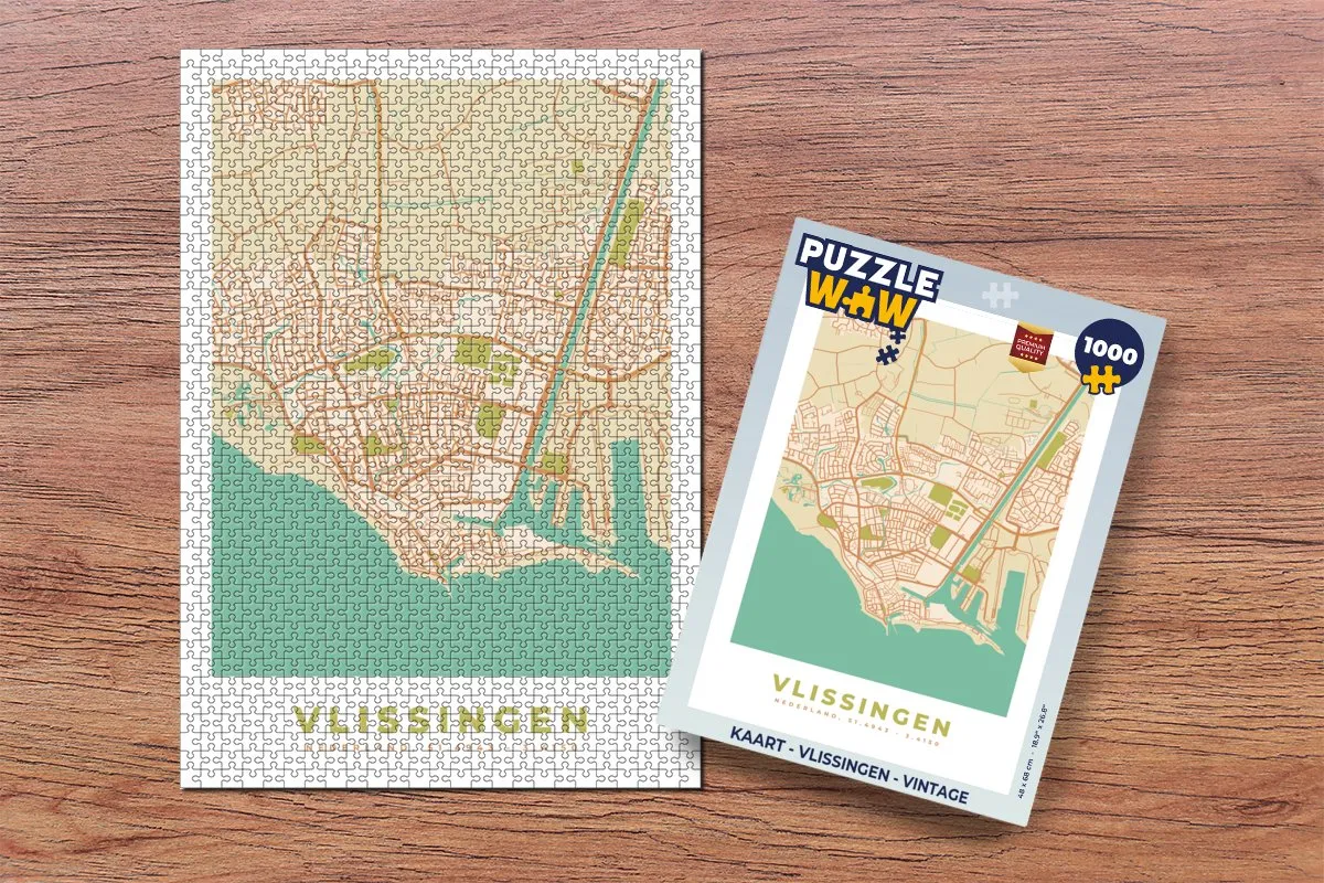 PuzzleWow Vlissingen Vintage Legpuzzel 1000 Stuks - Multicolor