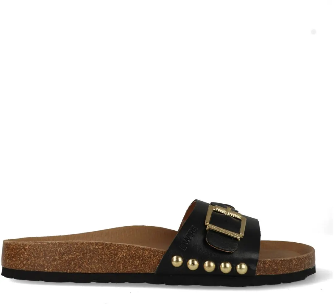 DWRS label Java black slippers met gesp