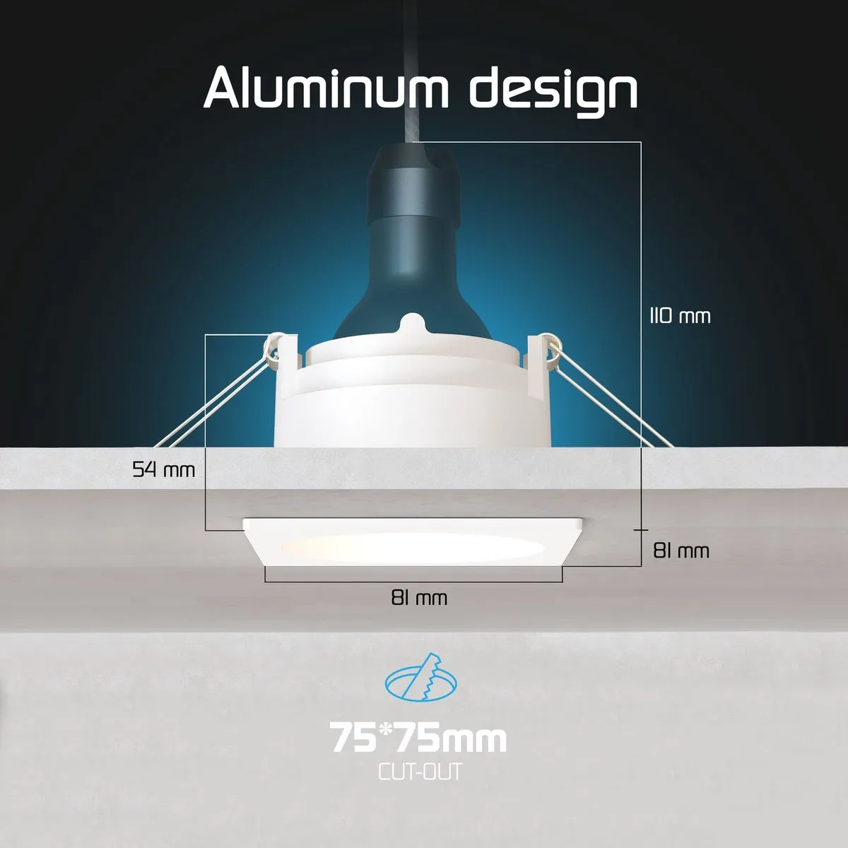 Ledvion LED Inbouwspot Vierkant 81x81mm GU10 - Wit