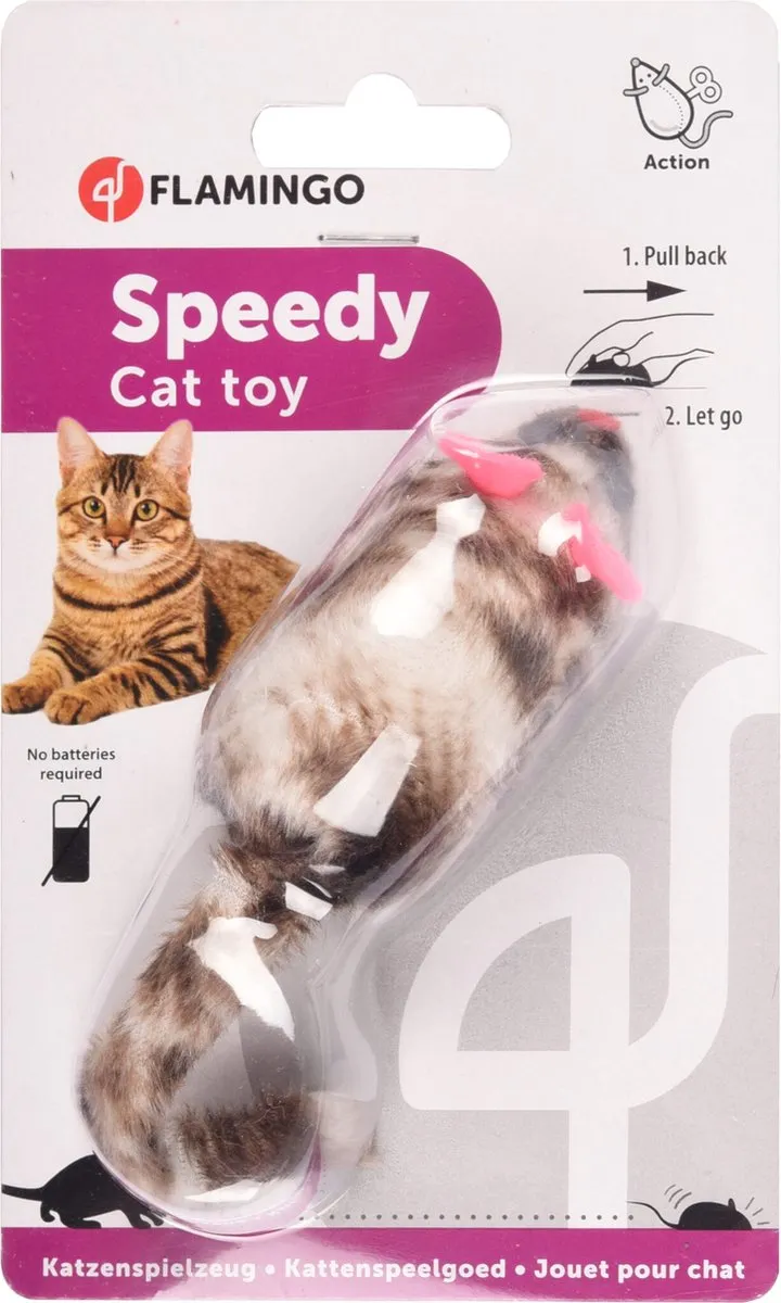 Flamingo Speedy Muis Kattenspeelgoed - 7x3,5x3cm - afbeelding 2 van 2