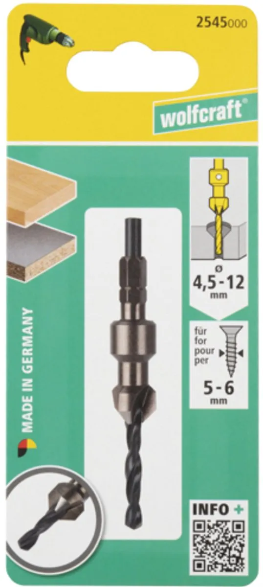 Wolfcraft Voorboor met Verzinkboor 2545000 - Ø 4,5-12mm