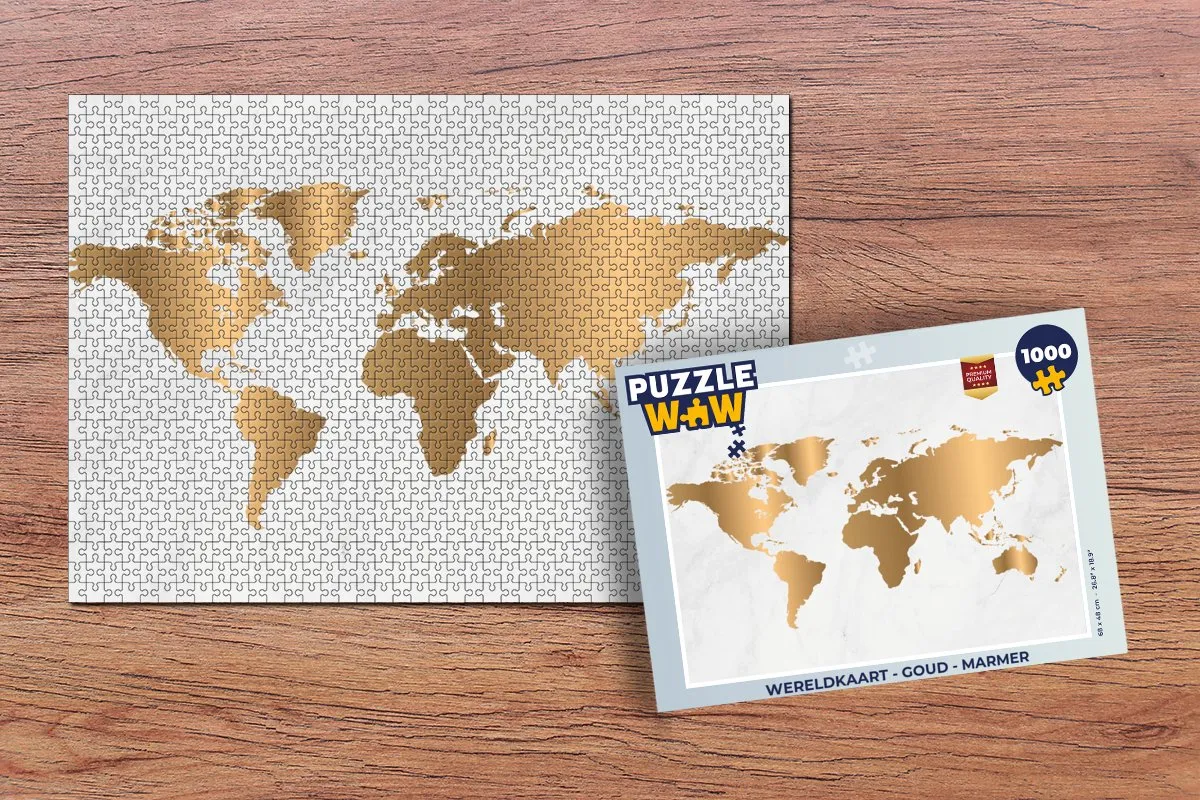 PuzzleWow Wereldkaart Puzzel 1000 Stuks - Multicolor