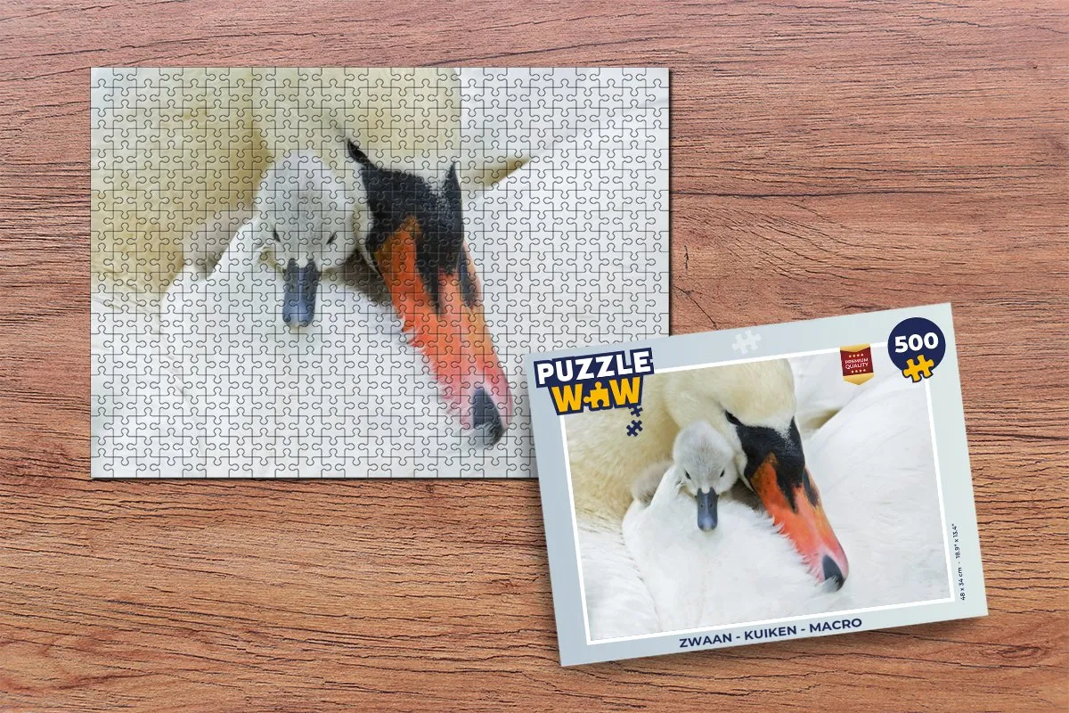 PuzzleWow Zwaan - Kuiken Macro Legpuzzel 500 Stuks - Multicolor