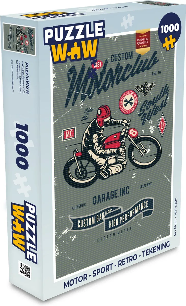 PuzzleWow Motor Sport Retro Legpuzzel 1000 Stuks