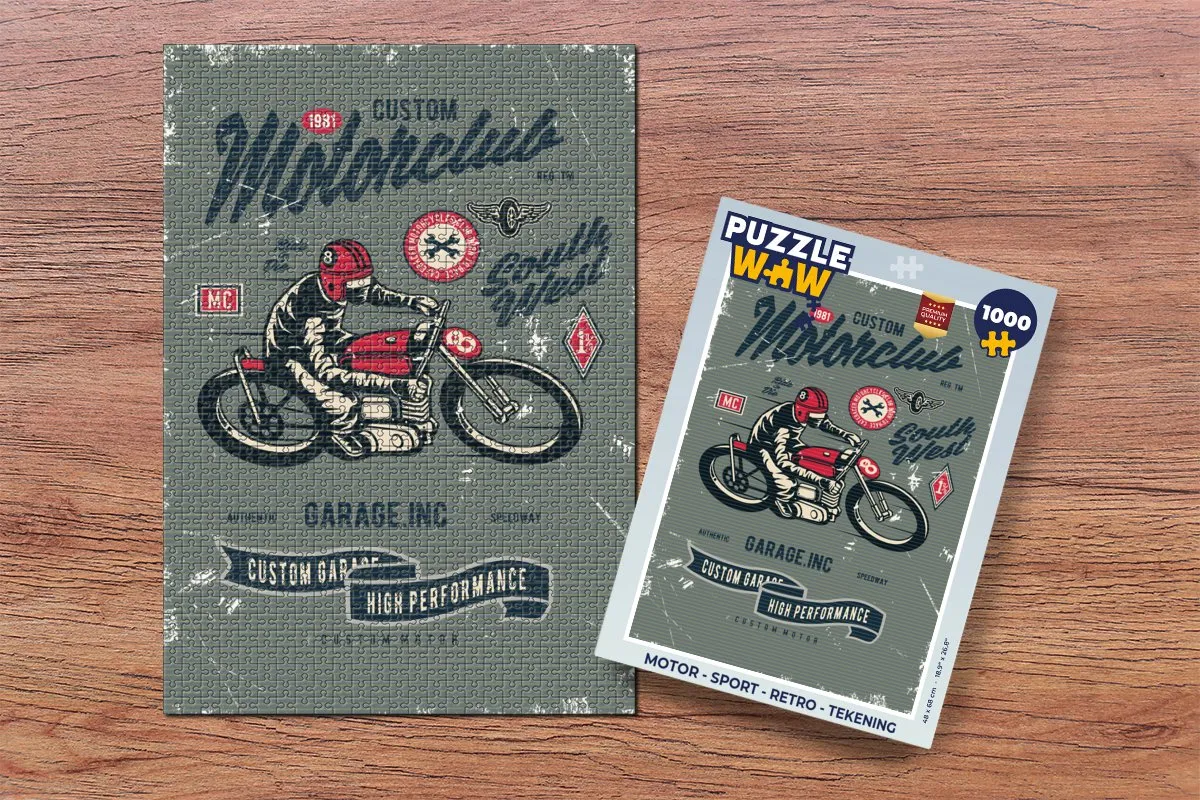 PuzzleWow Motor Sport Retro Legpuzzel 1000 Stuks - Multicolor