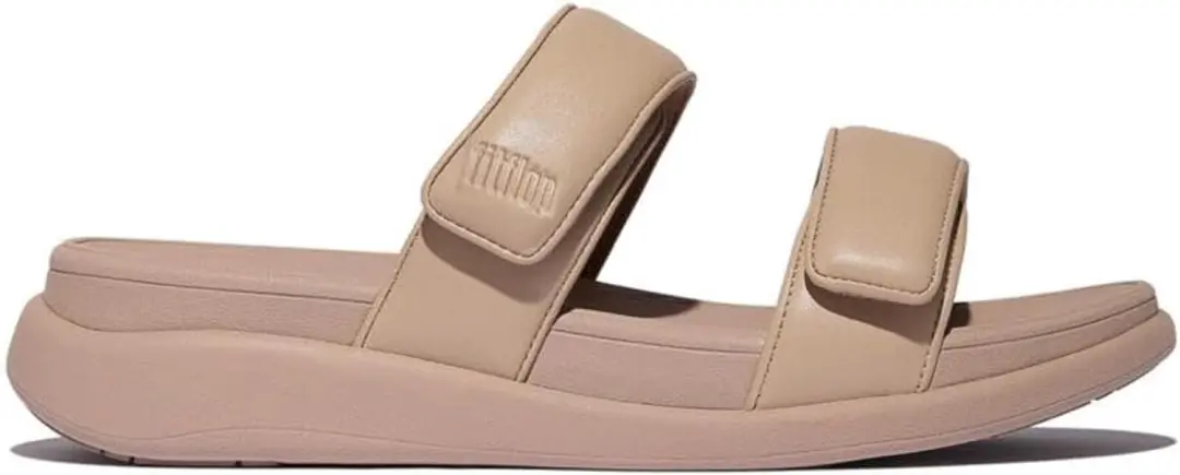 Fitflop F-mode Go dames sandalen beige, verstelbaar, platte zool