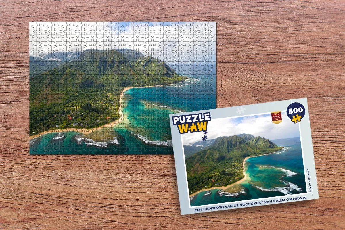 PuzzleWow Legpuzzel Kauai Noordkust - 500 Stuks - Multicolor