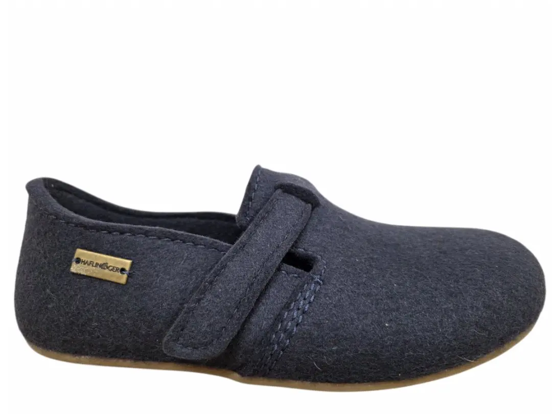 Haflinger Everest Focus 070 Mittelblau Pantoffels Dichte Sloffen Blauw Vilt Dame