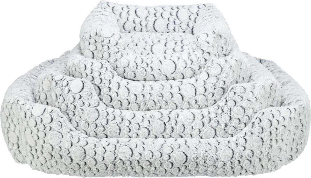 Trixie Hondenmand Mila Hoekig Pluche - 60x50cm - Wit/Grijs