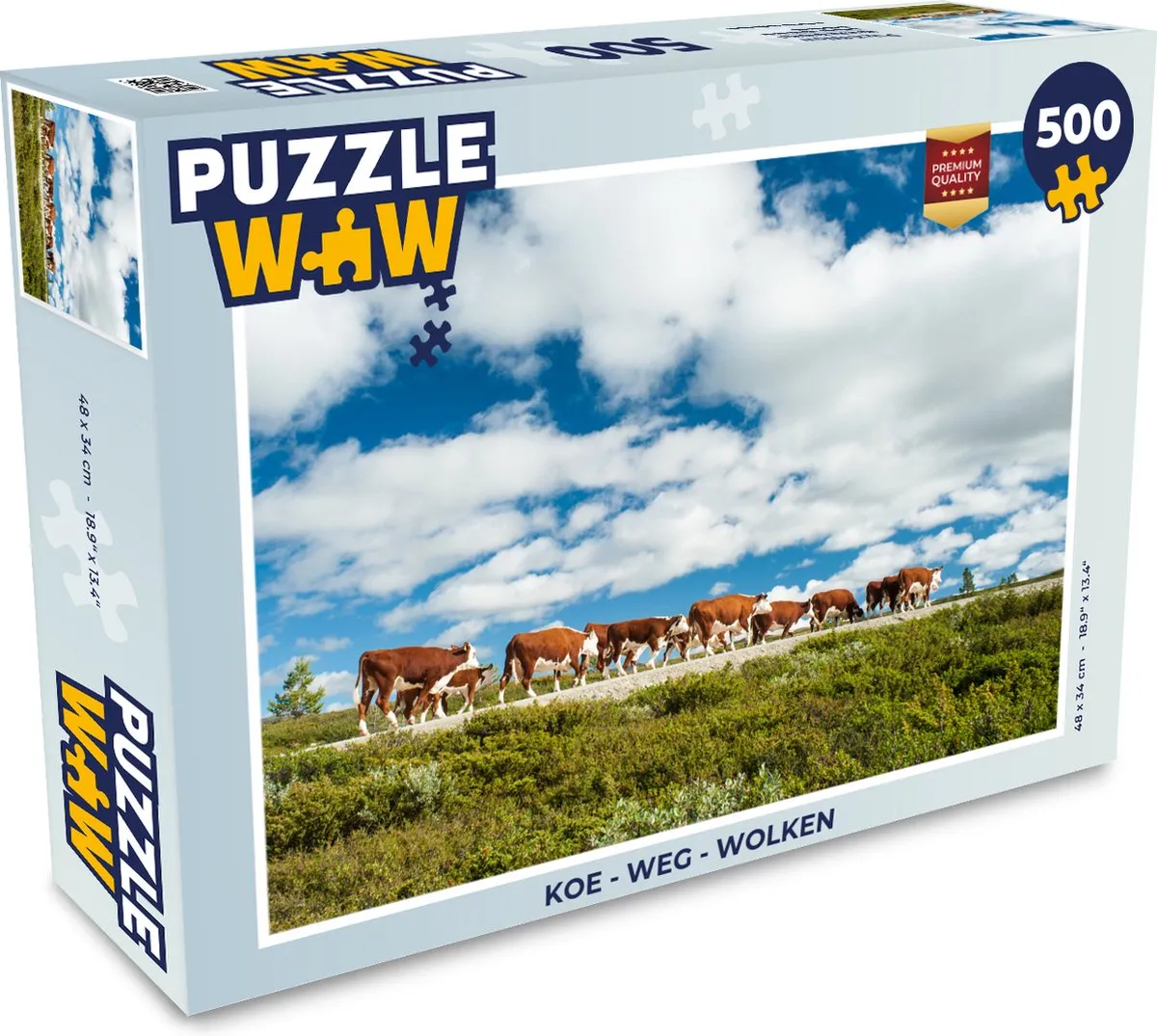 PuzzleWow Koe Weg Wolken Legpuzzel 500 Stuks