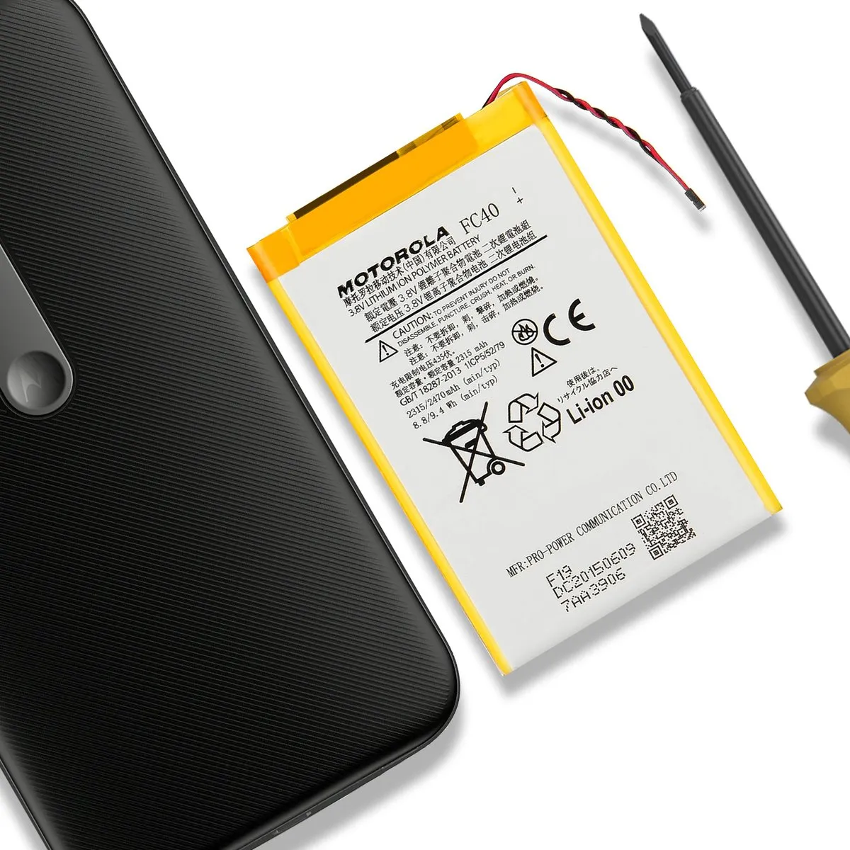 Motorola FC40 Originele Batterij 2470mAh - Grijs