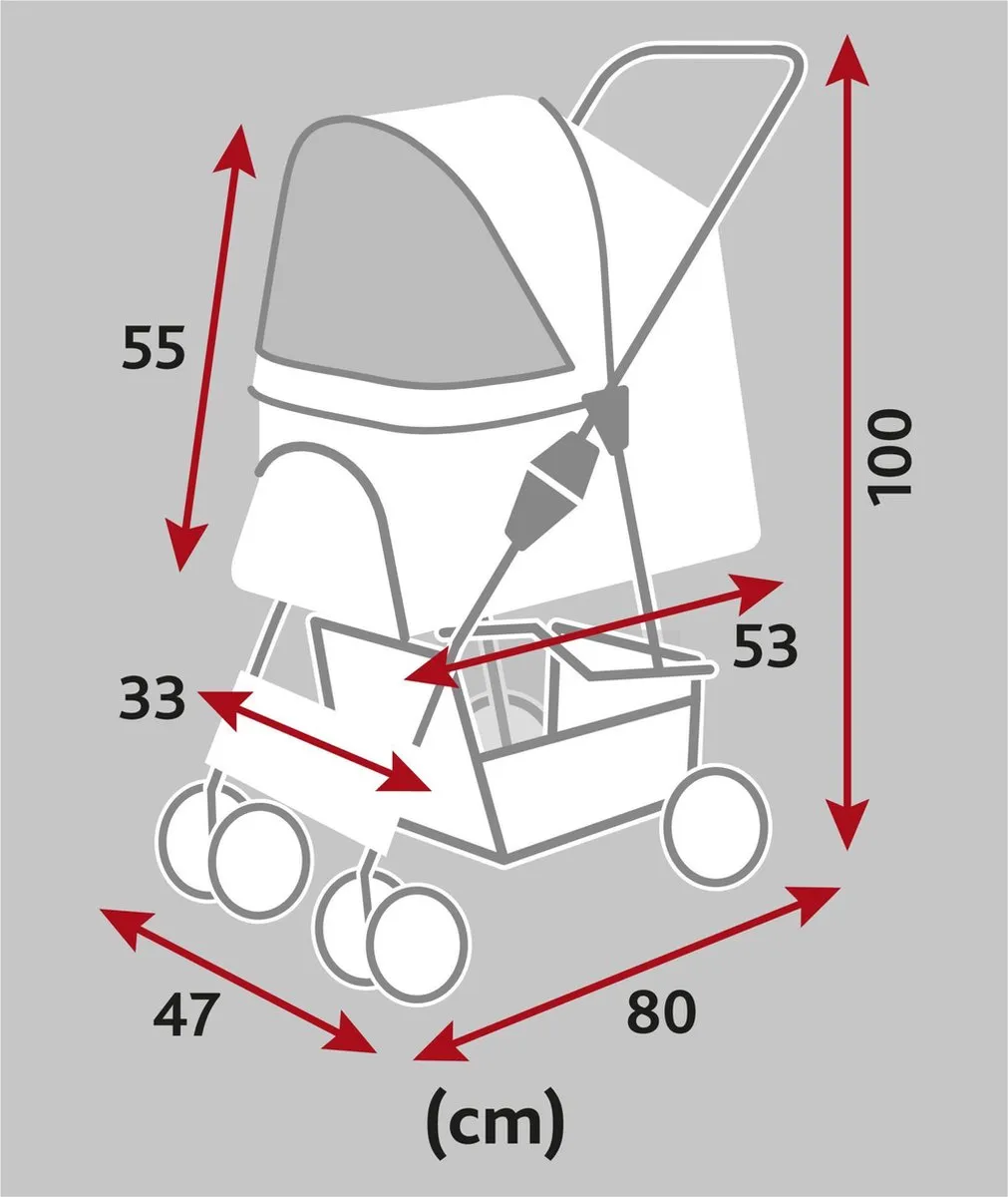Trixie Hondenbuggy Inklapbaar - Grijs - 15 kg - afbeelding 6 van 6