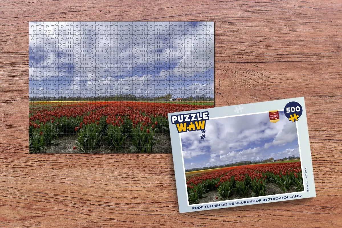 PuzzleWow Legpuzzel Rode tulpen Keukenhof 500 Stuks - Multicolor