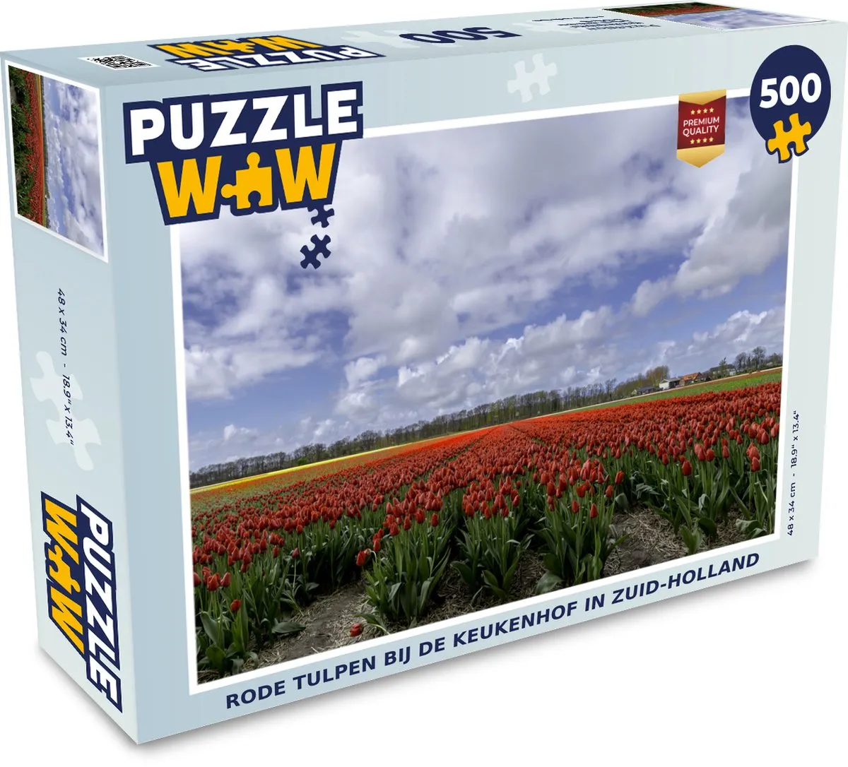 PuzzleWow Legpuzzel Rode tulpen Keukenhof 500 Stuks