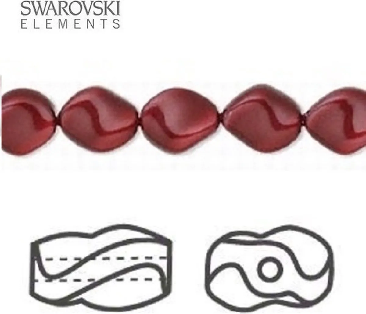 Swarovski Elements Curve Parels 9x8mm Bordeaux