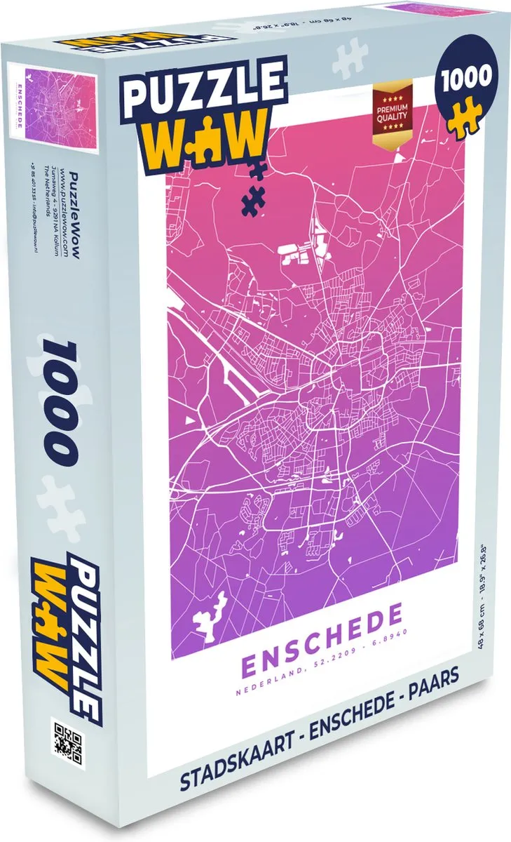 PuzzleWow Stadskaart Enschede Legpuzzel 1000 Stuks