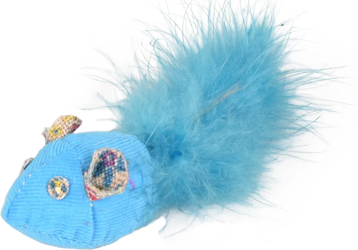 Flamingo Marly Muis Kattenspeelgoed - Blauw - 2 Stuks