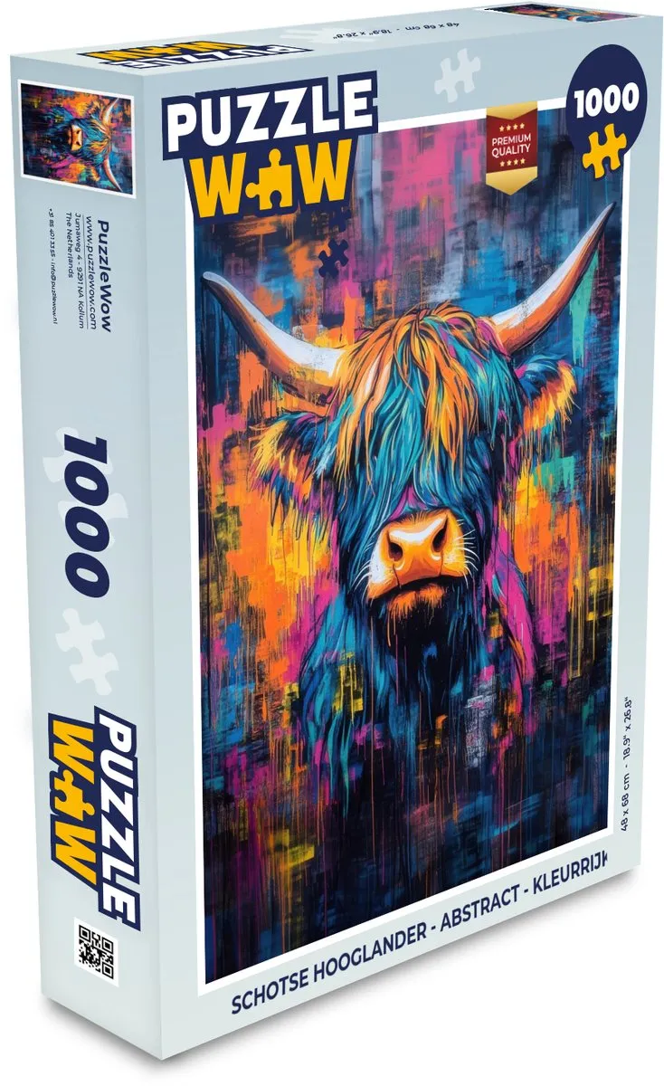PuzzleWow Schotse Hooglander Abstract Legpuzzel 1000 Stuks