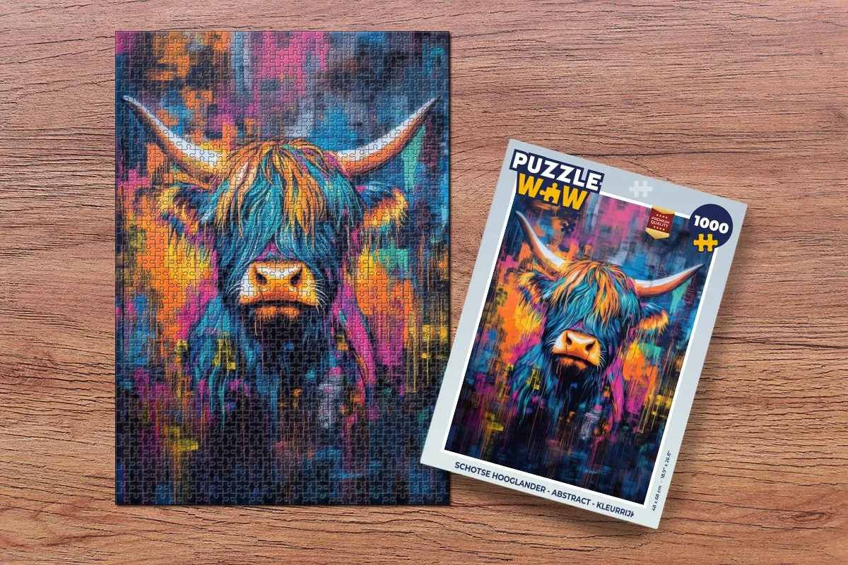 PuzzleWow Schotse Hooglander Abstract Legpuzzel 1000 Stuks