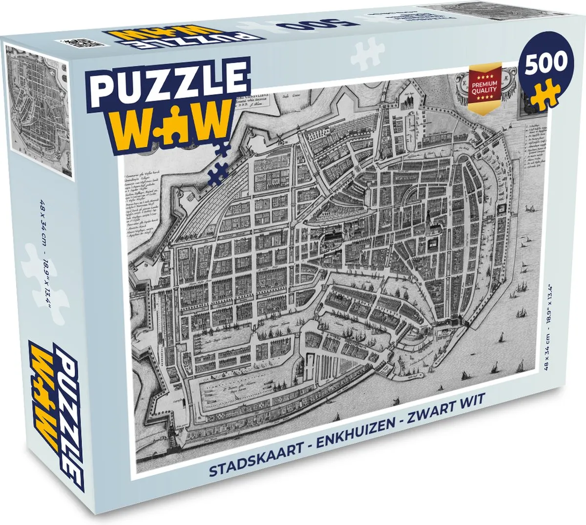 PuzzleWow Stadskaart Enkhuizen Legpuzzel 500 Stuks