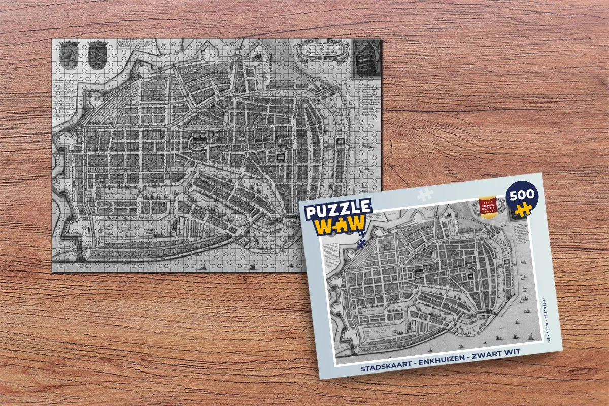 PuzzleWow Stadskaart Enkhuizen Legpuzzel 500 Stuks - Multicolor