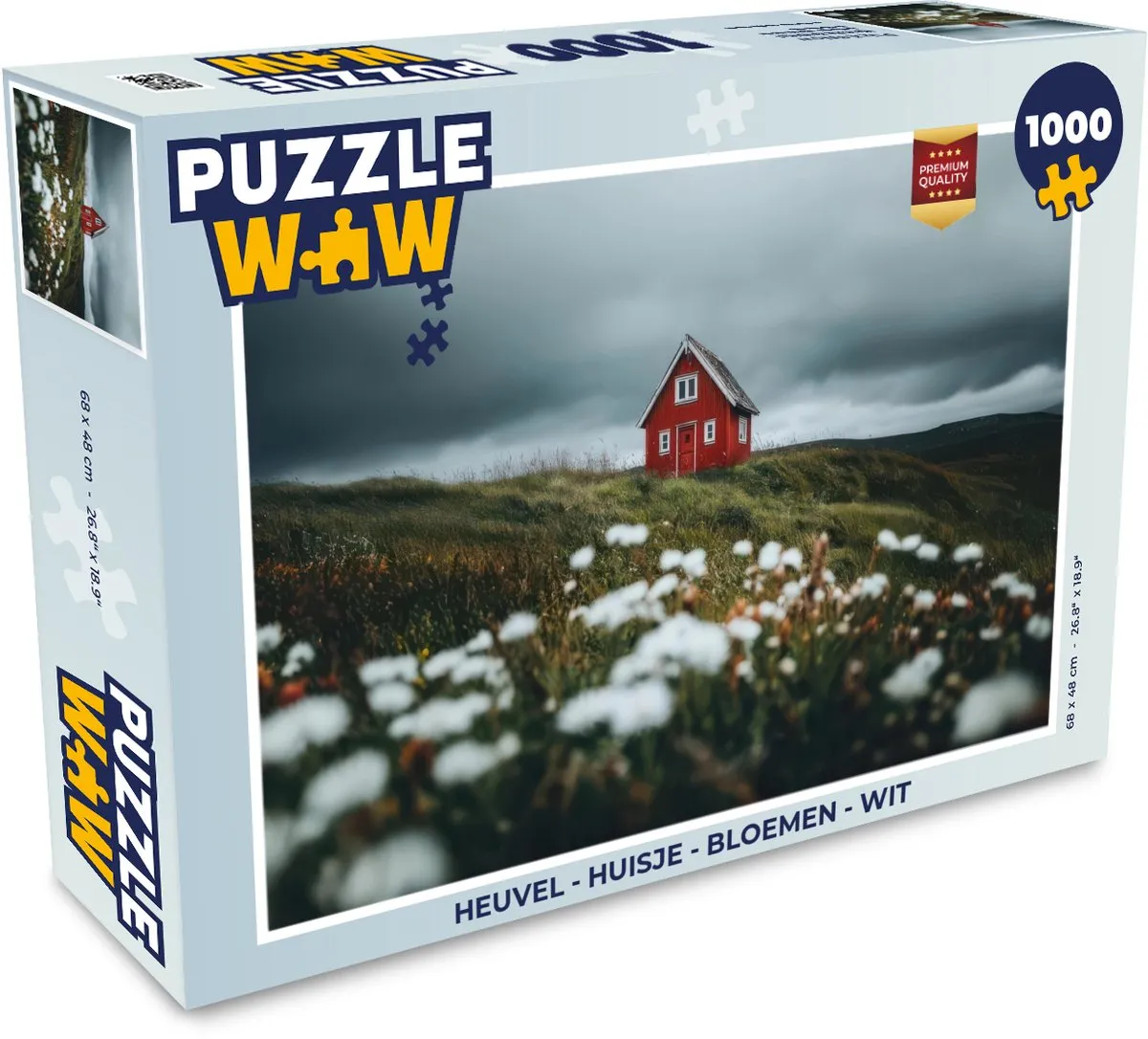 PuzzleWow Heuvel Huisje Bloemen Legpuzzel 1000 Stuks