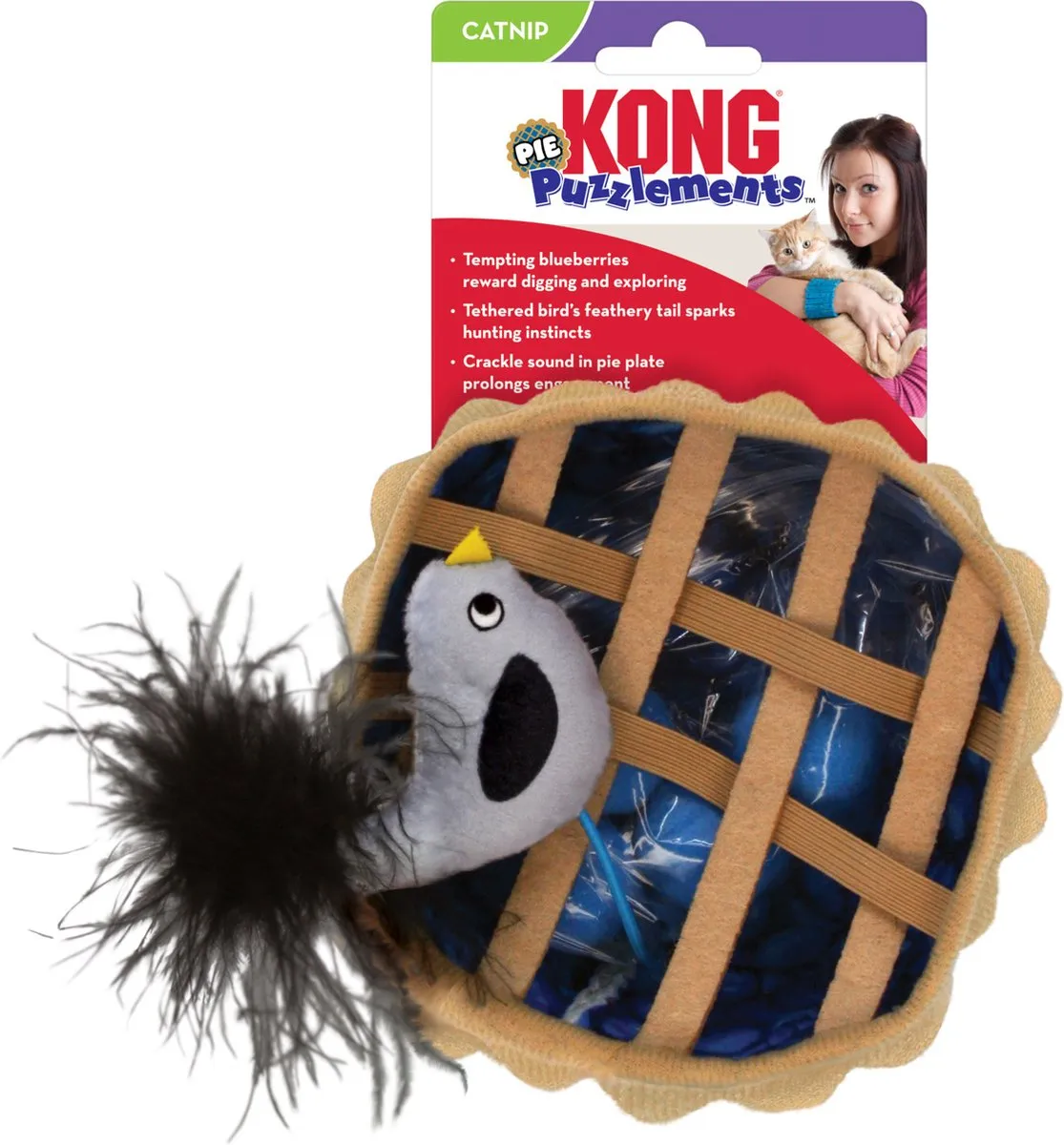 KONG Cat Puzzlements Pie Kattenspeelgoed - Blauw