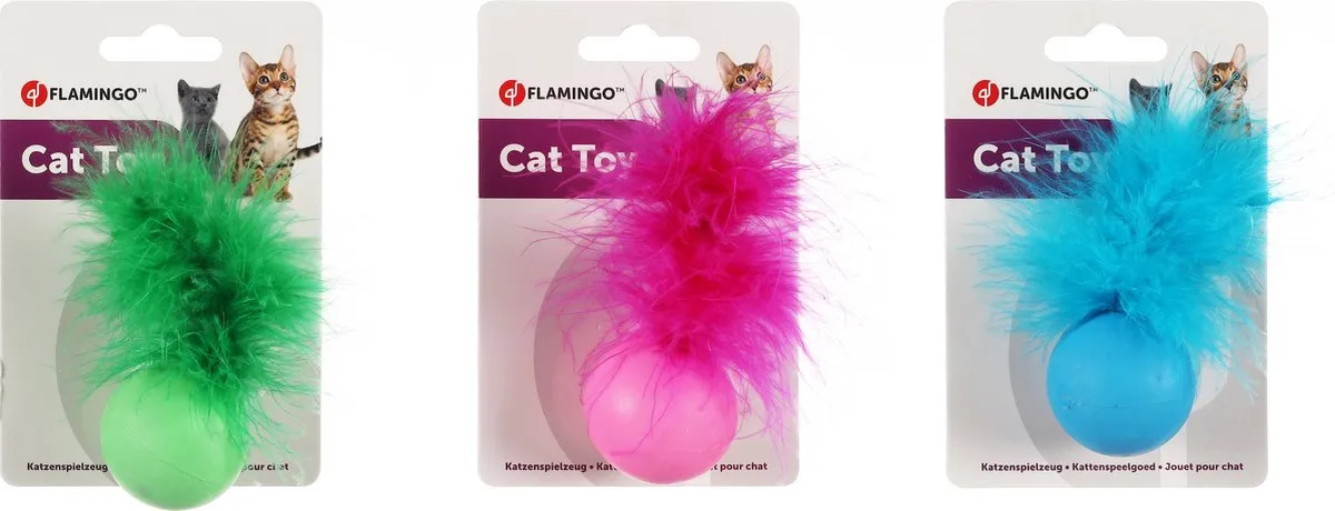 Flamingo Howi Speelgoed Kat Ps Bal met Pluim - Assortiment