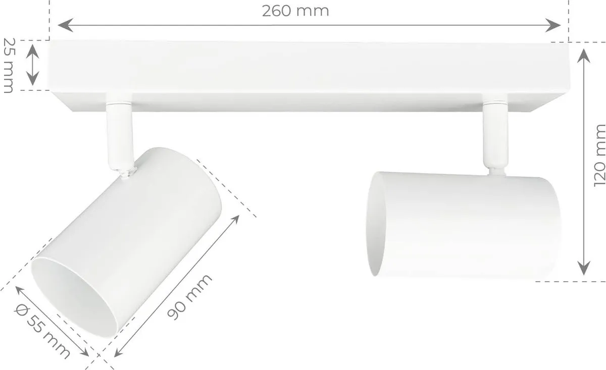 Ledvion LED Plafondspot Dimbaar GU10 2-lichts - Wit - afbeelding 6 van 6