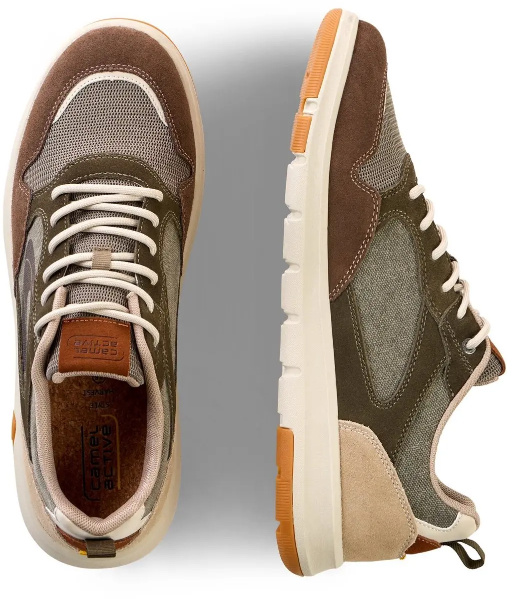 camel active Lichte sneakers van leer en textiel