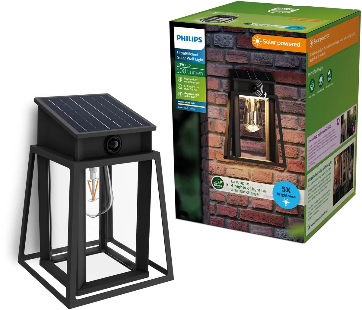 Philips Lysin Wandlamp Solar 3.2W Warmwit - Zwart