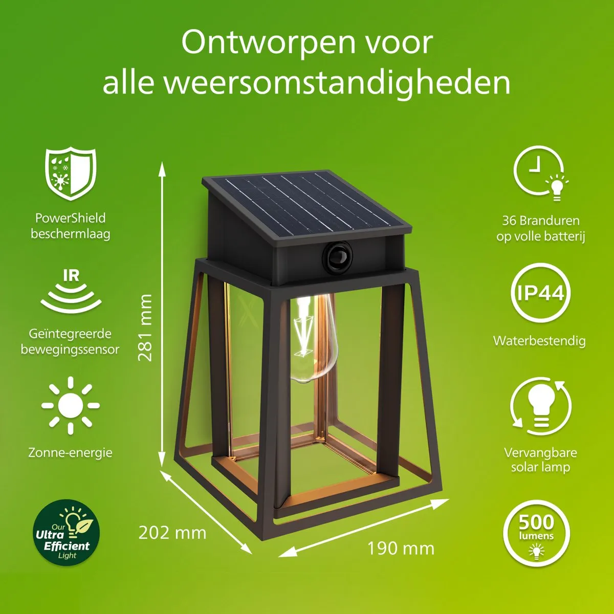 Philips Lysin Wandlamp Solar 3.2W Warmwit - Zwart