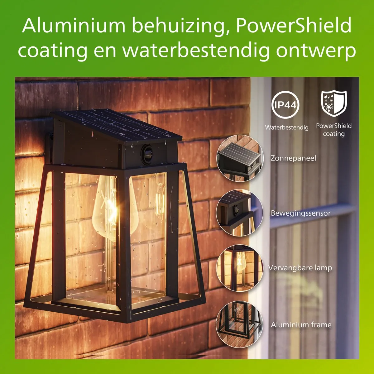 Philips Lysin Wandlamp Solar 3.2W Warmwit - Zwart