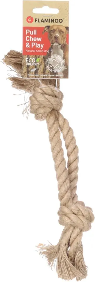 Flamingo Hondenspeelgoed Dubbel Touw 31cm - Beige