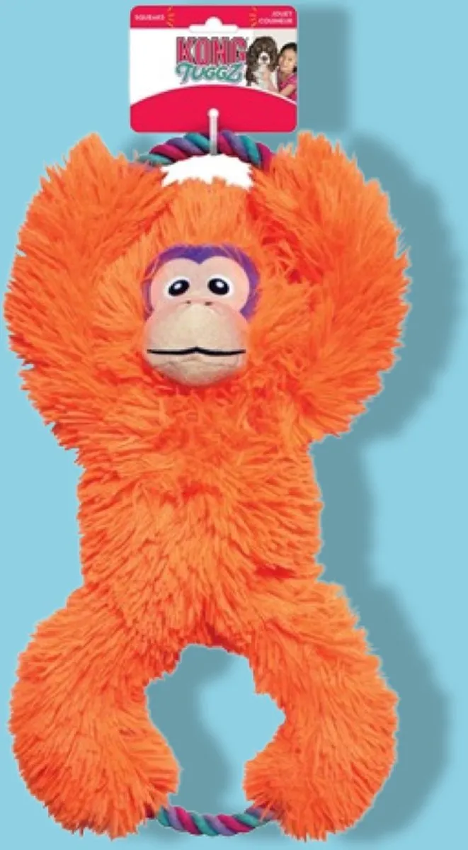 KONG Tuggz Aap Pluche Hondenspeeltje - Oranje - afbeelding 6 van 6