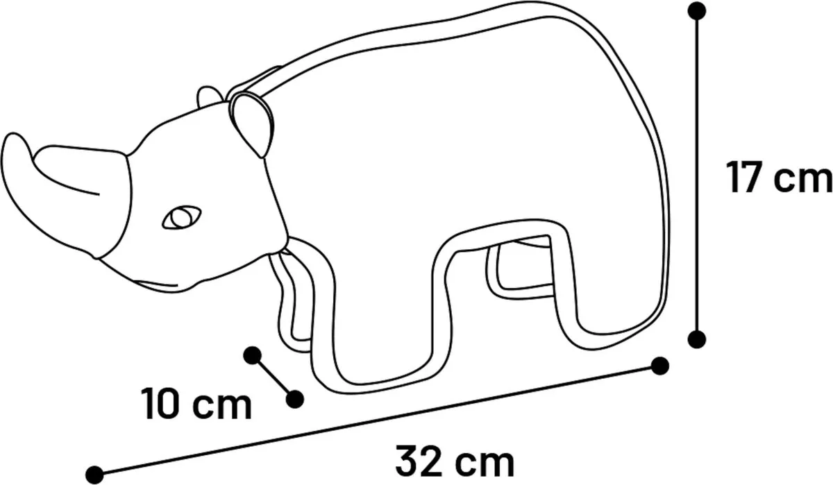 Flamingo Strong Stuff Neushoorn Hondenspeelgoed 32cm - Grijs