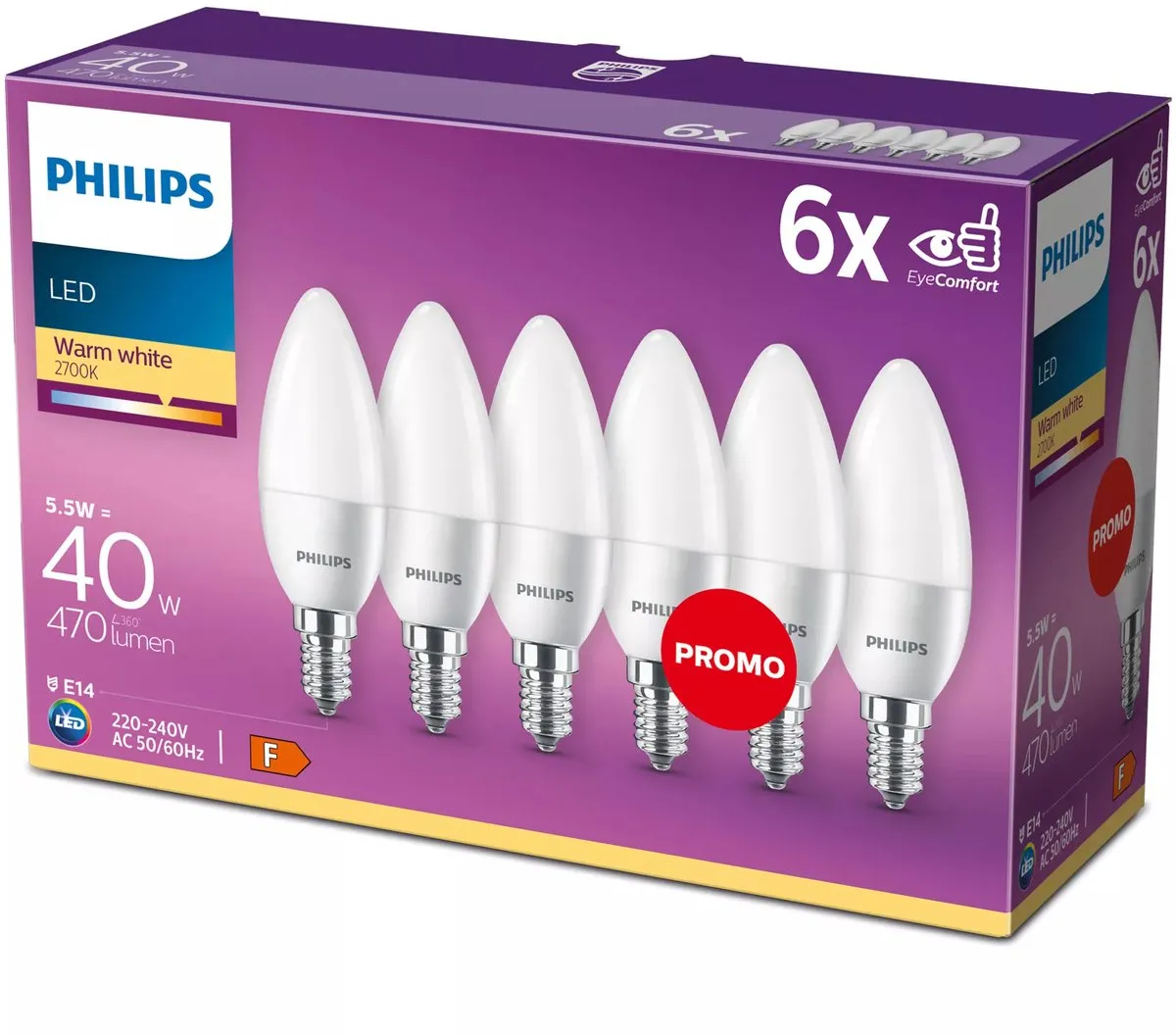 Philips LED Kaarslamp 4.9W E14 Warmwit