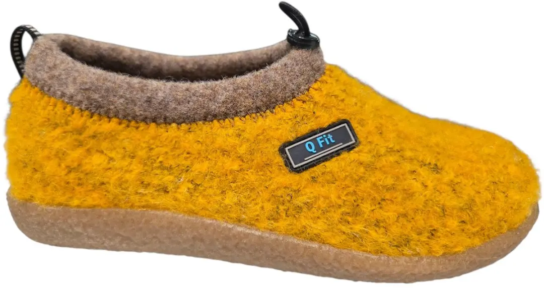 Q Fit Cato Gele Wollen Gesloten Dames Pantoffels
