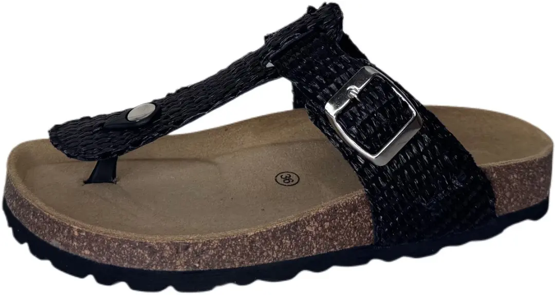 Q Fit Katja black fantasy teenslipper (Maat