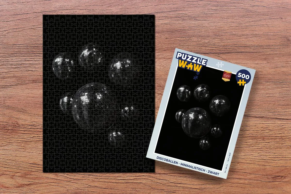 PuzzleWow Discoballen Puzzel 500 Stuks - Zwart