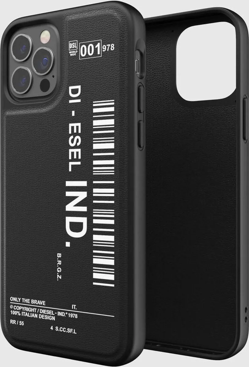 Diesel Moulded Case Core Barcode Graphic PC en TPU hoesje voor iPhone 12 en iPhone 12 Pro - zwart