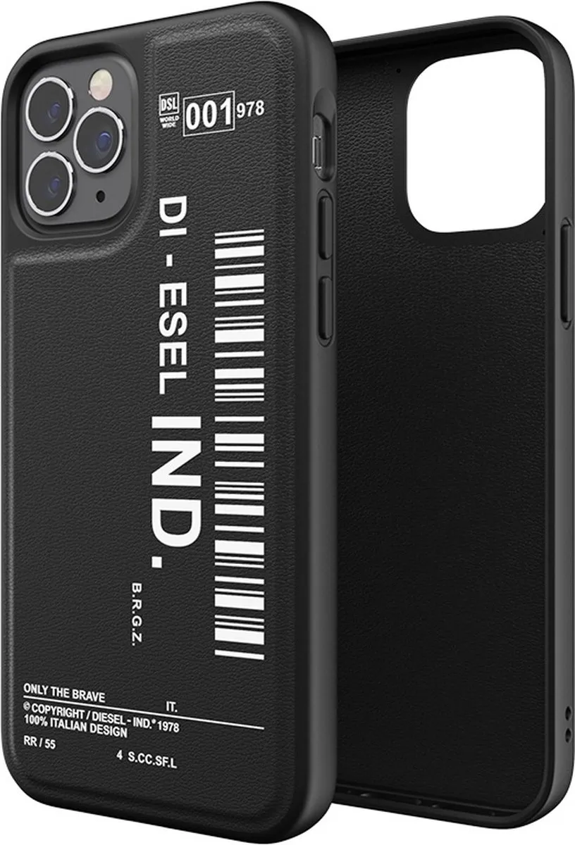 Diesel Moulded Case Core Barcode Graphic iPhone 12 Pro Hoesje - Zwart - afbeelding 6 van 6