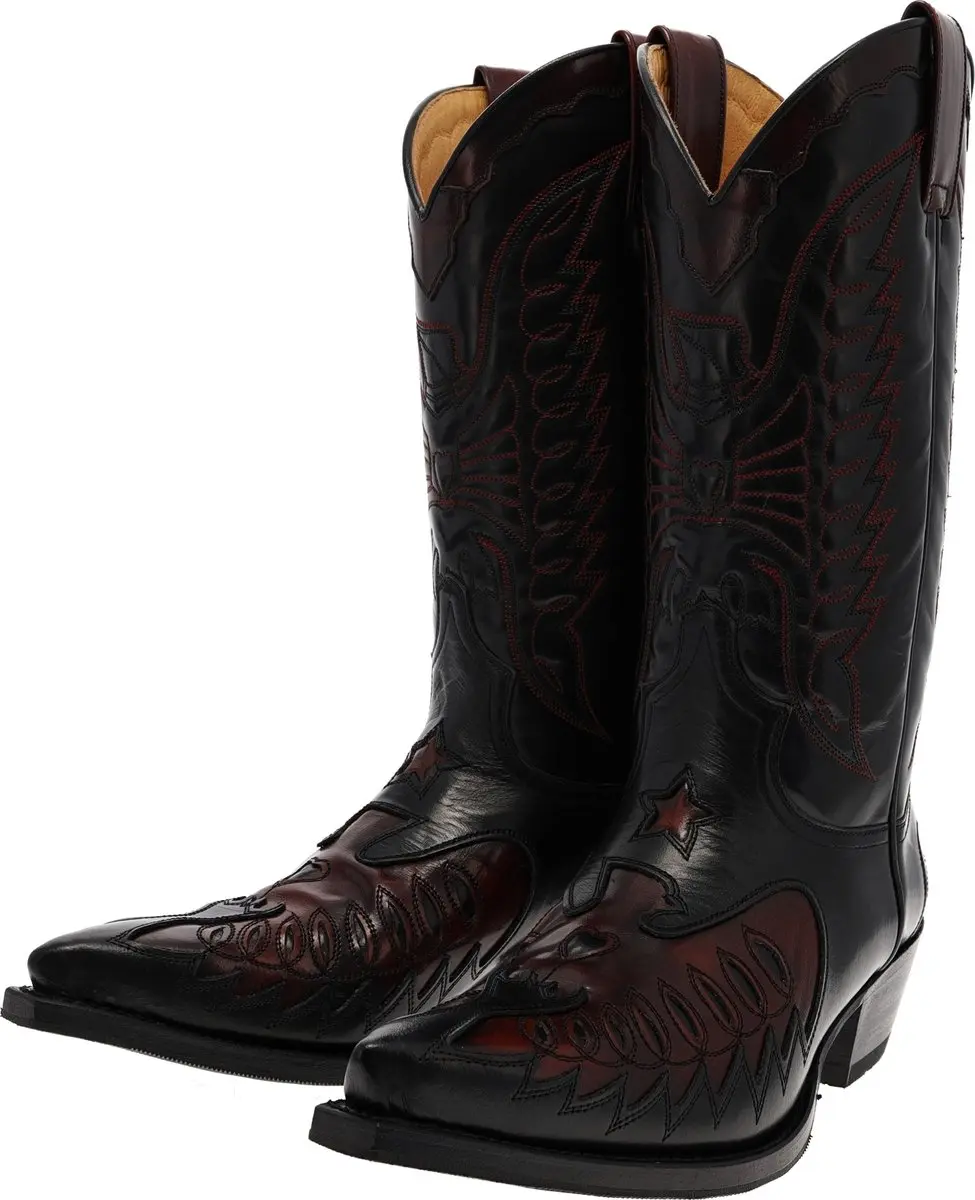 Sendra CUERVO WEST 2720 Black Fuchsia western laarzen zwart rood