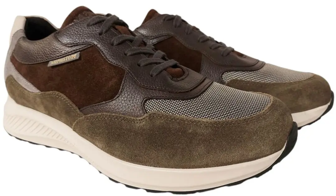 Mephisto Sneaker Driss Khaki Bruin Grijs Combi