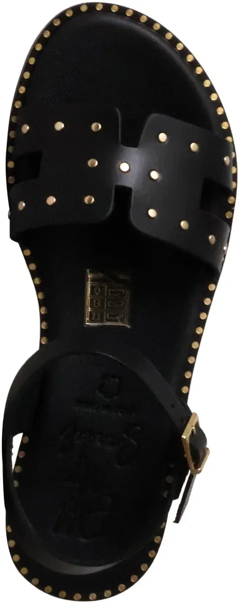 Platte leren sandalen