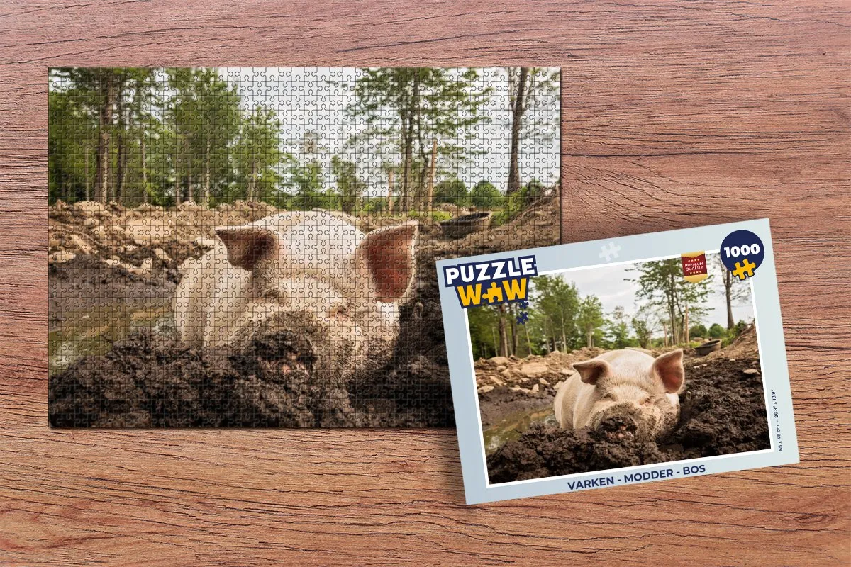 PuzzleWow Varken Modder Bos Legpuzzel 1000 Stuks - Multicolor