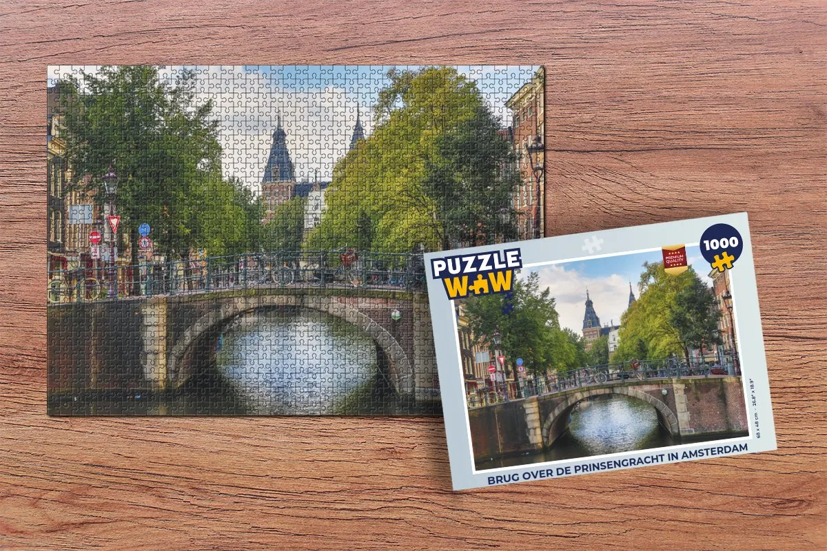PuzzleWow Legpuzzel Brug over de Prinsengracht 1000 Stuks - Multicolor