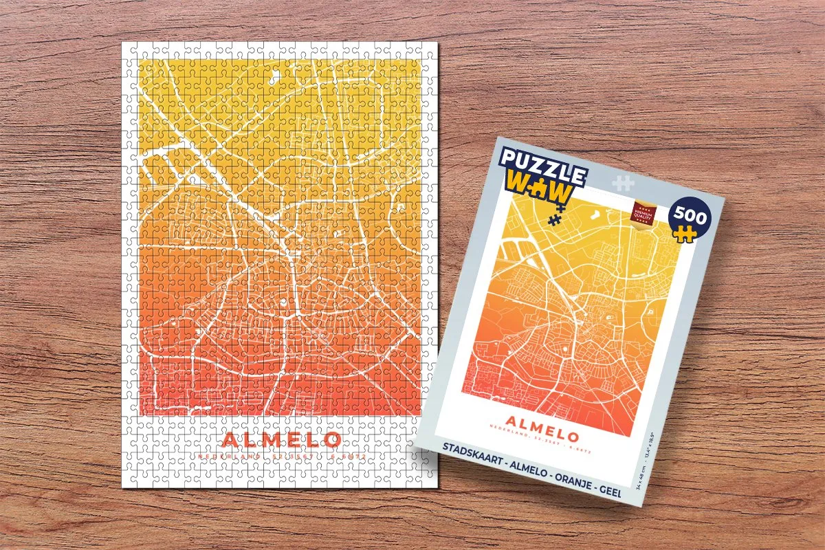 PuzzleWow Stadskaart Almelo Legpuzzel 500 Stuks - Multicolor