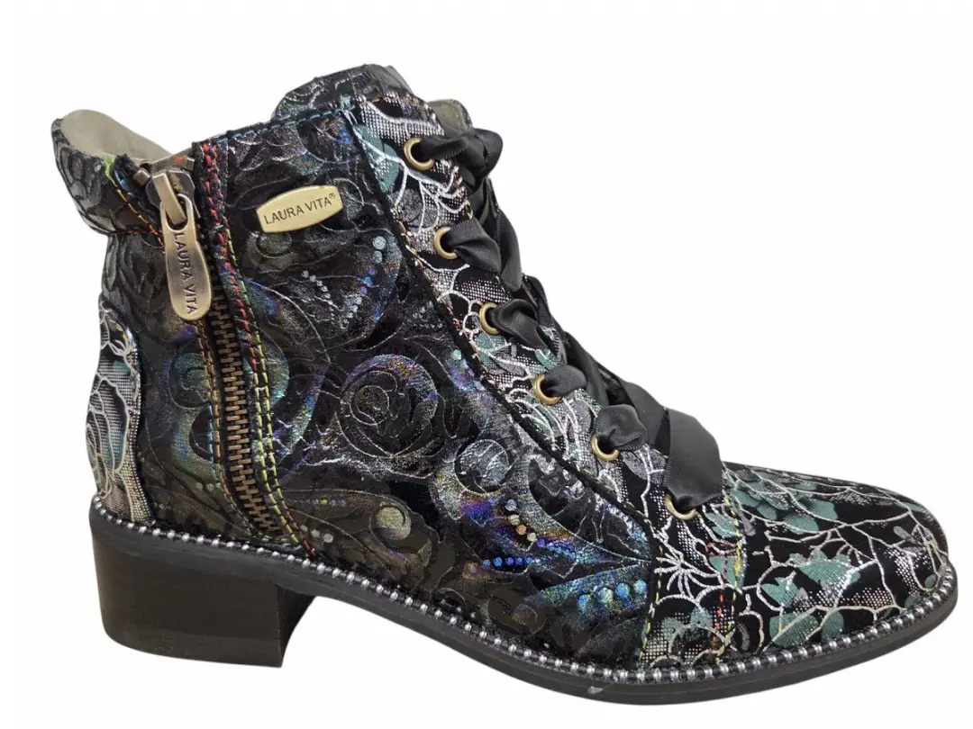 Laura Vita Emcmao 02 Argento Veterboots Zwart Suede Dames